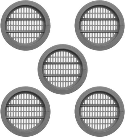 SOTECH 5 stuks ventilatieroosters Ø 49 mm / inbouw-Ø: 39 mm / inbouwdiepte: 7 mm Ventilatieroosters met sleuven voor inbouw met afdekrand Ventilatie binnen en buiten