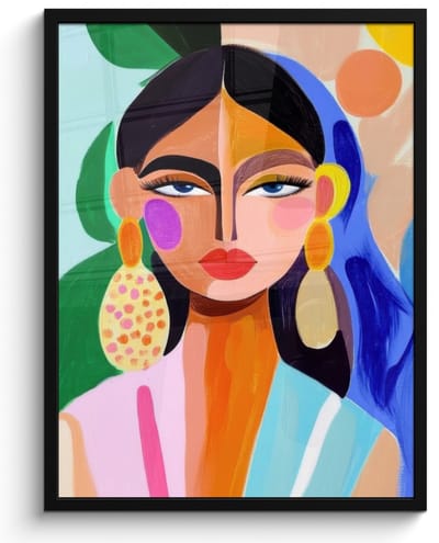 Poster in lijst - Fotolijst 50x70 cm - Posters - Portret - Vrouw - Modern - Posterlijst zwart - Decoratie - Wanddecoratie woonkamer - Muurdecoratie slaapkamer