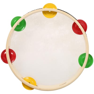 8 inch houten tamboerijn handbel handtrommel met enkele rij 6 stuks metalen bekkens jingles muzikaal 8-inch