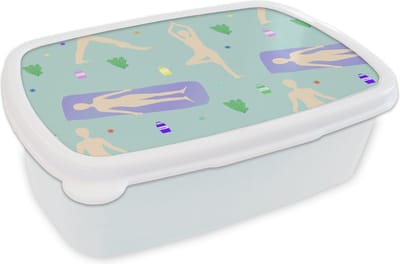 Broodtrommel Wit - Lunchbox - Brooddoos - Yoga - Patronen - Zen - 18x12x6 cm - Volwassenen
