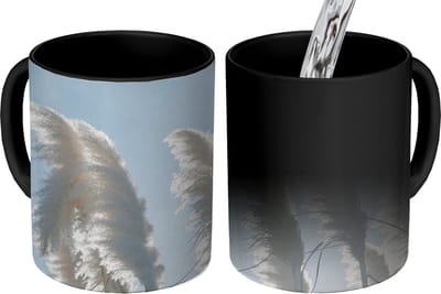Magische Mok - Foto op Warmte Mokken - Koffiemok - Lucht - Gras - Pampasgras - Magic Mok - Beker - 350 ML - Theemok