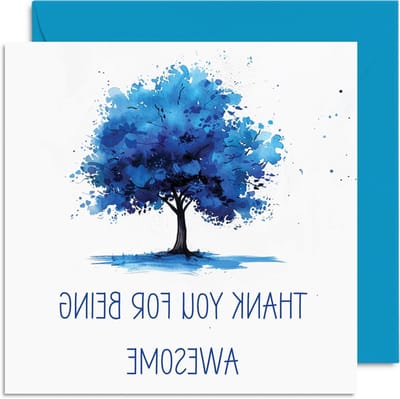 Bedankkaarten - Waarderingskaart Dankjewel kaart - Oprechte Waardering Tonen - Kleurrijke Boom Ontwerp - 145 mm x 145 mm - Blauw