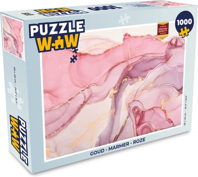 Puzzel Goud - Marmer print - Roze - Legpuzzel - Puzzel 1000 stukjes volwassenen