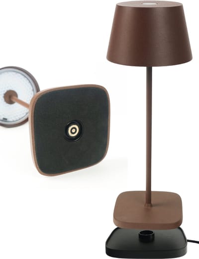 BandiO Tafellamp Oplaadbaar – 3 Kleuren - Draadloos en dimbaar – Moderne touch lamp – Nachtlamp Slaapkamer – Bruin