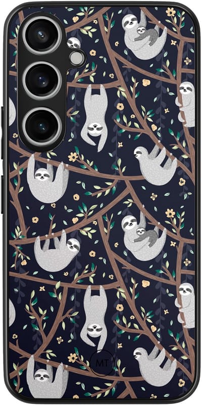 Hoesje geschikt voor Samsung Galaxy A35 5G - Luiaard print - TPU Hard Case Backcover - Blauw - Mooie Telefoonhoesjes
