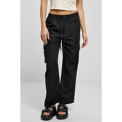 Urban Classics Ladies Vicose Straight Leg Cargo Pants Black Größe: XXL | Cargohosen Outlet | Damen | Schwarz