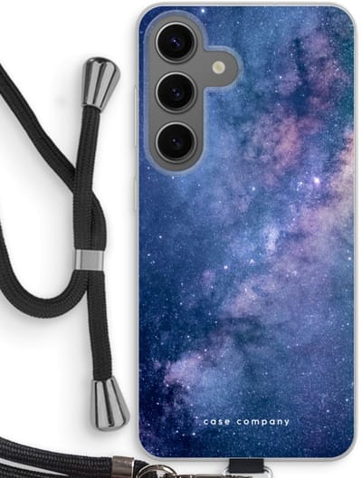 Case Company® - Hoesje met koord geschikt voor Samsung Galaxy S24 hoesje met Koord - Nebula - Telefoonhoesje met Zwart Koord - Bescherming aan alle Kanten en Over de Schermrand