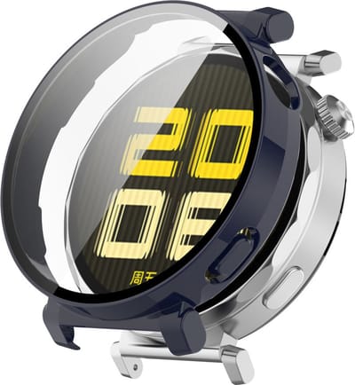 Watch case screenprotector - hoesje - gehard glas - geschikt voor Huawei Watch GT 5 Pro (42 mm) - donkerblauw