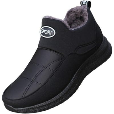 Herenschoenen Nieuwe Comfortabele Warm Houdende Winter Sneeuwlaarzen Instapper Pluche Bont Enkel Botas Herenlaarzen Buitenschoenen Zapatos De Hombre 45 zwart