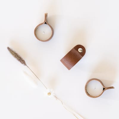 The Leather Rebel - Waxinelichthouder Bruin - Leer