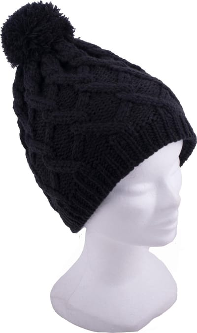 P&T Muts Kabelmotief met Pompon - Zwart - 55-57