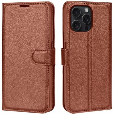 ShieldCase Book case geschikt voor de Apple iPhone 16 Pro Max hoesje - Portemonnee hoesje met ruimte voor pasjes - bescherming voor zowel voorkant als achterkant - kunstlederen materiaal - telefoonhoesje met pasjeshouder (bruin)