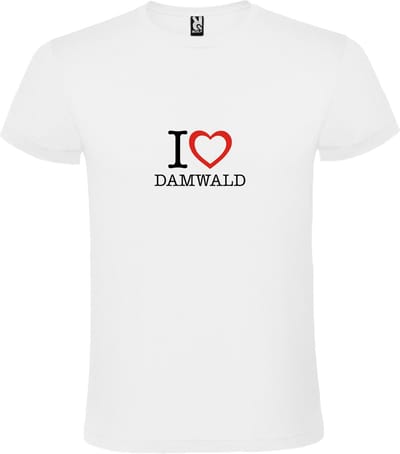 Wit T shirt met print van 'I love Damwald' print Zwart / Rood size XS