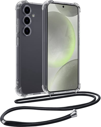 Hoesje Geschikt voor Samsung Galaxy S24 - Met Koord - Shock Proof - Siliconen Case - Back Cover - Telefoonkoord - Telefoon Hoes Shockproof - Telefoonketting - Transparant