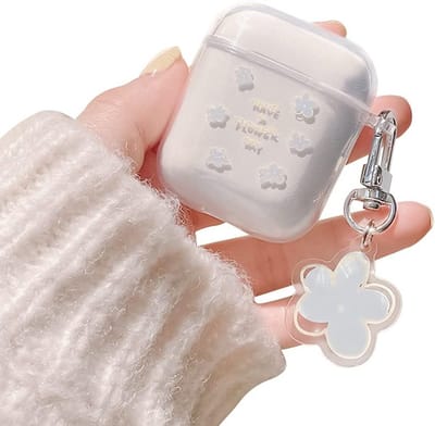 Transparante Beschermhoes met Bloemenpatroon voor AirPods 1 en 2 Dames