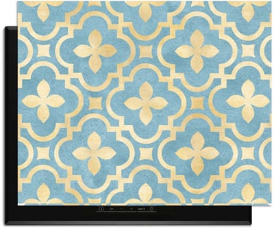 KitchenArt - Deep Azure Blossom - Inductie Beschermer - 76x51.5 cm - Kookplaat Beschermer - Luxe Afdekplaat Inductieplaat - Anti-slip & Oprolbaar - Beschermmat Inductiekookplaat