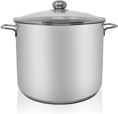 Dailygoods- Jumbopan 17 Liter - Roestvrij Stalen Kookpan - Energiebesparende Capsulebodem - Glazen Deksel - Ideaal voor Feesten - Voor Soepen en Pasta - Kookpot