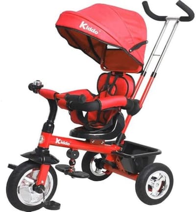 4-in-1 Driewieler voor Kinderen met Draaibare Zitting, Achterrem en Zonnekap
