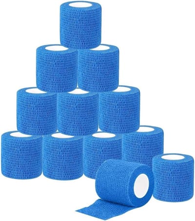 12 Rollen Zelfklevende Grip Cover Wrap voor Tattoo Machines - Elastische Tape en Bandage voor Professioneel Gebruik (Blauw)