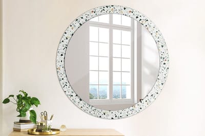 Coloray Bedrukte Spiegel - Natuursteen Spiegel Met Bedrukte Lijst - 90 cm - Wit Bedrukte Spiegel - Spiegel Met Bedrukte Lijst - Spiegel Met Decoratie - Spiegel Lijst Met Print