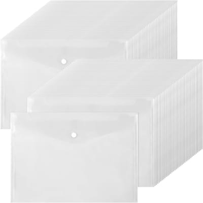 Plastic Document Mappen - Transparante Enveloppen - Bestanden Opbergen - Drukknop Verzegeling - A4 Formaat - Transparant