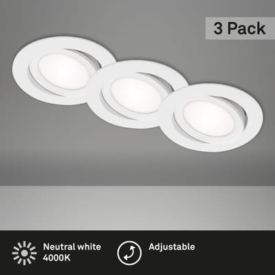 BRILONER LED Inbouwspot set 7114 Ø 106 mm wit, 3 stuks