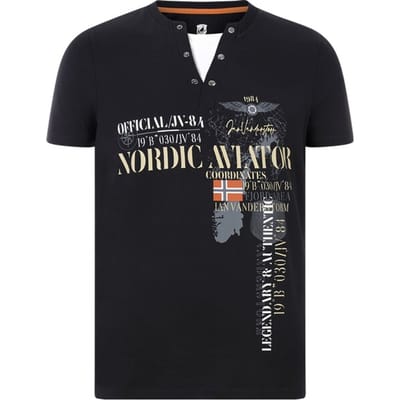 Jan Vanderstorm herren T-Shirt - 52/54 - zwart - Plus Size
