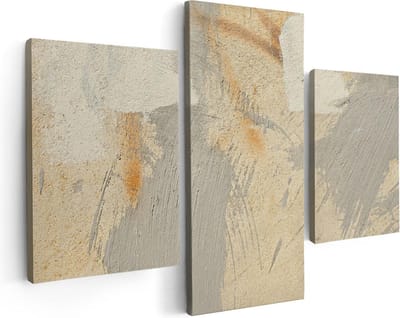 Artaza Canvas Schilderij Drieluik Abstracte Kunst van een Cementen Muur - 90x60 - Foto Op Canvas - Canvas Print