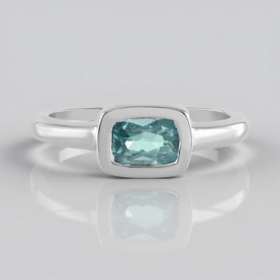 Cavill - Zilveren ring - 925 Sterling Zilver Platina Verguld - Ratanakiri Zirkoon 1.09 ct - Elegante Damesring Turquoise 7x5 mm