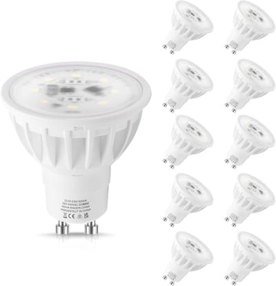 GU10 LED-Lampen 6000K Koel Wit - 10 Stuks Energiebesparende 5,5W Spots