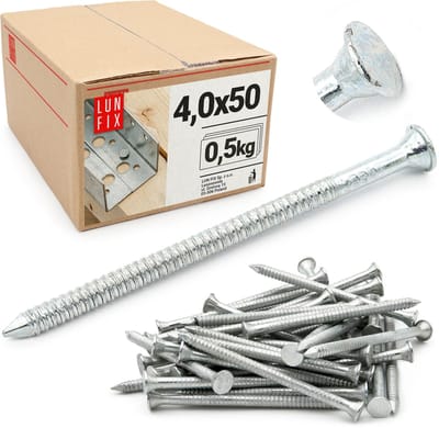 LUN FIX - Ankernagels 4 x 50 mm - 0,5 kg - ca. 100 stuks - verzinkte bouwnagels - houten nagels voor timmerwerk