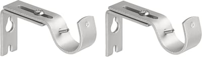 Gordijnroede Houder Verstelbaar (2 Stuks) - Heavy Duty Gordijnstang Beugels - Wandsteun voor Stangen tot 25mm - Staal- zilver