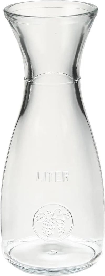 Karaf/schenkkan 1 liter van glas met uitlopende hals - Waterkan - Sapkan