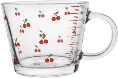 Transparante melkbeker met creatief kersenpatroon, waterbeker voor thuis, kantoor en feesten, veelzijdig en stijlvol