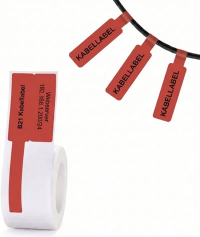 Niimbot Labels - Etiketten voor B21/B1- 25x38mm - 40mm staart - 100 vellen - Kabel labels - Rood