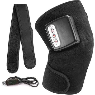 Batterij Schouder- en Knie Multifunctionele Massager Vibratie Warmtecompressie Knie en Schouder Twee Beschermende Uitrustingen Elektrische Warmtecompressie Massage Riem one size fits all zwart