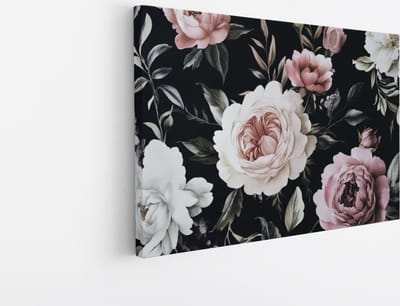 Saammp Canvas Schilderij - Wit - Natuur - Bloemen - 45x30 - Foto op canvas - Wanddecoratie - Muurdecoratie Woonkamer - Kantoor Decoratie