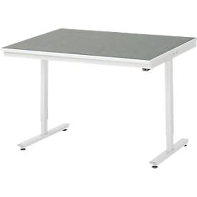 Rau werktafel Adlatus, elektrisch in hoogte verstelbaar, 25 mm spaanplaat, bekleding linoleum, 150 kg, B 1250 x D 1000 x H 720-1120 mm, lichtgrijs/lichtgrijs