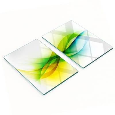 Decoratieve snijplanken van gehard glas met abstract golfmotief, 2x40x52 cm