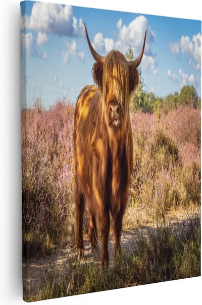 Artaza Canvas Schilderij Schotse Hooglander - 80x100 cm - Groot - Wanddecoratie Woonkamer - Muurdecoratie Natuur - Schilderijen Op Canvas