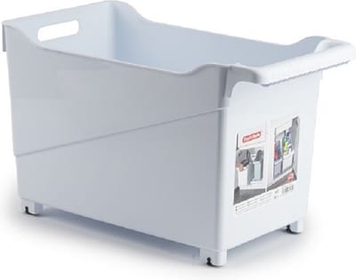 Plasticforte Opbergbox - wit - 45 x 24 cm - kunststof - op wieltjes