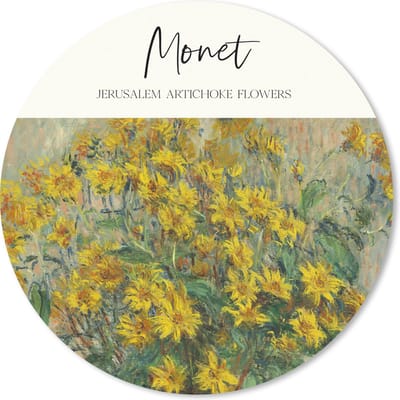 Muismat rond 20x20 cm - Mousepad Schilderij - Jerusalem artichoke flowers - Monet - Ronde muismatten