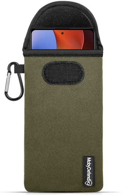 MobyDefend Hoesje - Geschikt voor Xiaomi Redmi Note 12 Pro Plus 5G - Neopreen Pouch Met Karabijnhaak - Insteek - Riemlus - Groen
