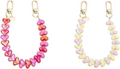 xoxo Wildhearts Telefoonkoorden Funky Hearts Charm Cord Pink & Red Metallic + Funky Hearts Charm Cord Pink & Yellow Metallic – geschikt voor iPhone / Samsung