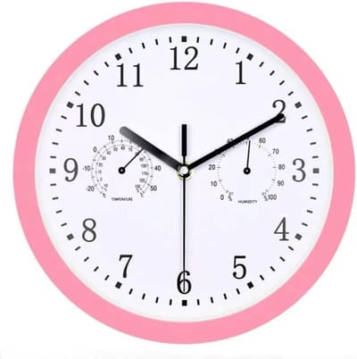 Tuin Wandklok - Buitenklok Thermometer - Decoratie Buiten - Stille Beweging - 255 cm - Roze