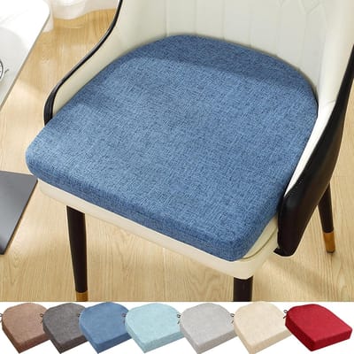 KZQ Donkerblauw antislip eetkamerstoelkussen, 45x45 cm groot, met een decoratieve strik, zacht en dik, geschikt voor keukens en eetkamers, comfortabel zitkussen, antislip onderkant, creëert een stijlvol interieur.