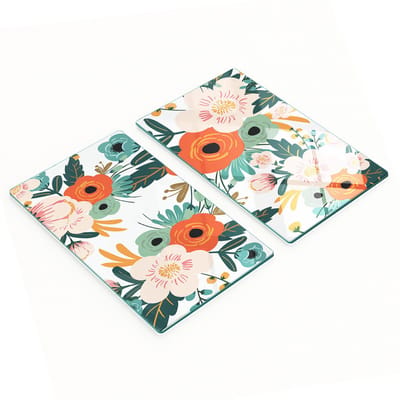 Duurzame en stijlvolle glazen snijplanken met bloemenpatroon, vintage stijl, 2x30x52 cm