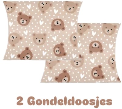 2x Gondeldoosje - little Bears - beren - baby - geboorte - 14x11cm