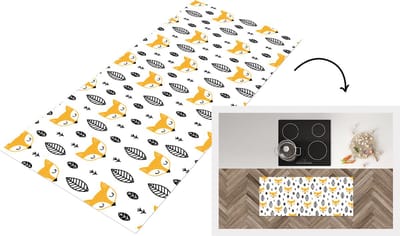 Keukenloper - Loper keuken - Vos - Scandinavisch - Kinderen - Bladeren - Patronen - 120x50 cm - Keukenloper vinyl