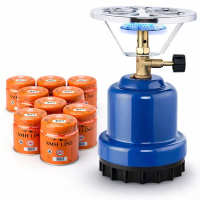 SMH LINE® Camping kooktoestel - Draagbaar Gasfornuis - Incl. 10x 190g gasflessen